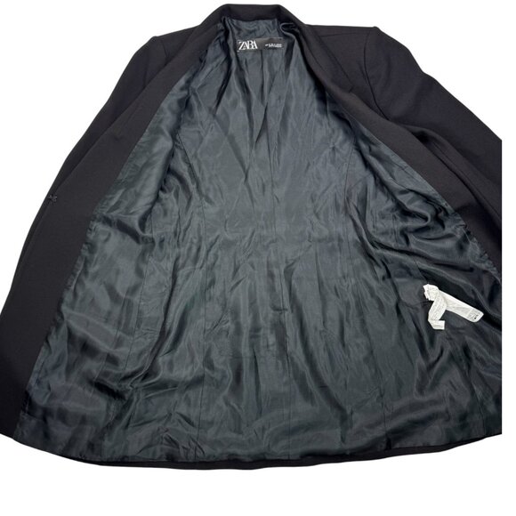ZARA longline tailored blazer M NWT – black, single‑button, fully lined - Picture 4 of 12
